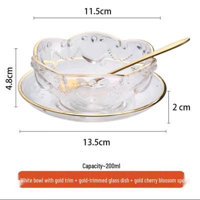 ZISIZ Gold Rim Glass Dessert and Salad Bowl Set