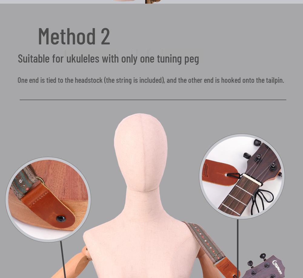 Langting Embroidery Universal Ukulele Shoulder Strap for 21, 23, 26 Inch Ukuleles