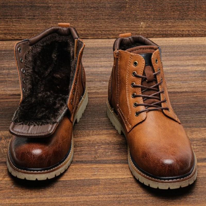 Men's Boots Male Men Fur Winter Spring Autumn Ankle Boots Leather Mens Shoes Man Boots for Men