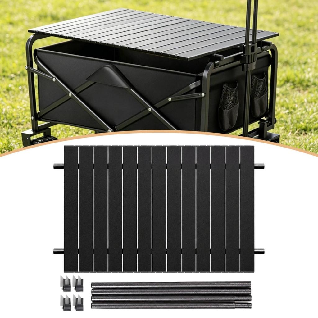 Space-Saving Folding Table Wipe-Clean Portable Camping Wagon Tabletop