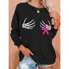 Shoulder sleeves autumn winter letter loose 3D printed long sleeved round neck sweatshirt Pullovers & Long Sleeves (women’s)