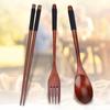 3 Pcs/Set Reusable Wooden Flatware Set Lightweight Dining Tableware Set  Camping Use