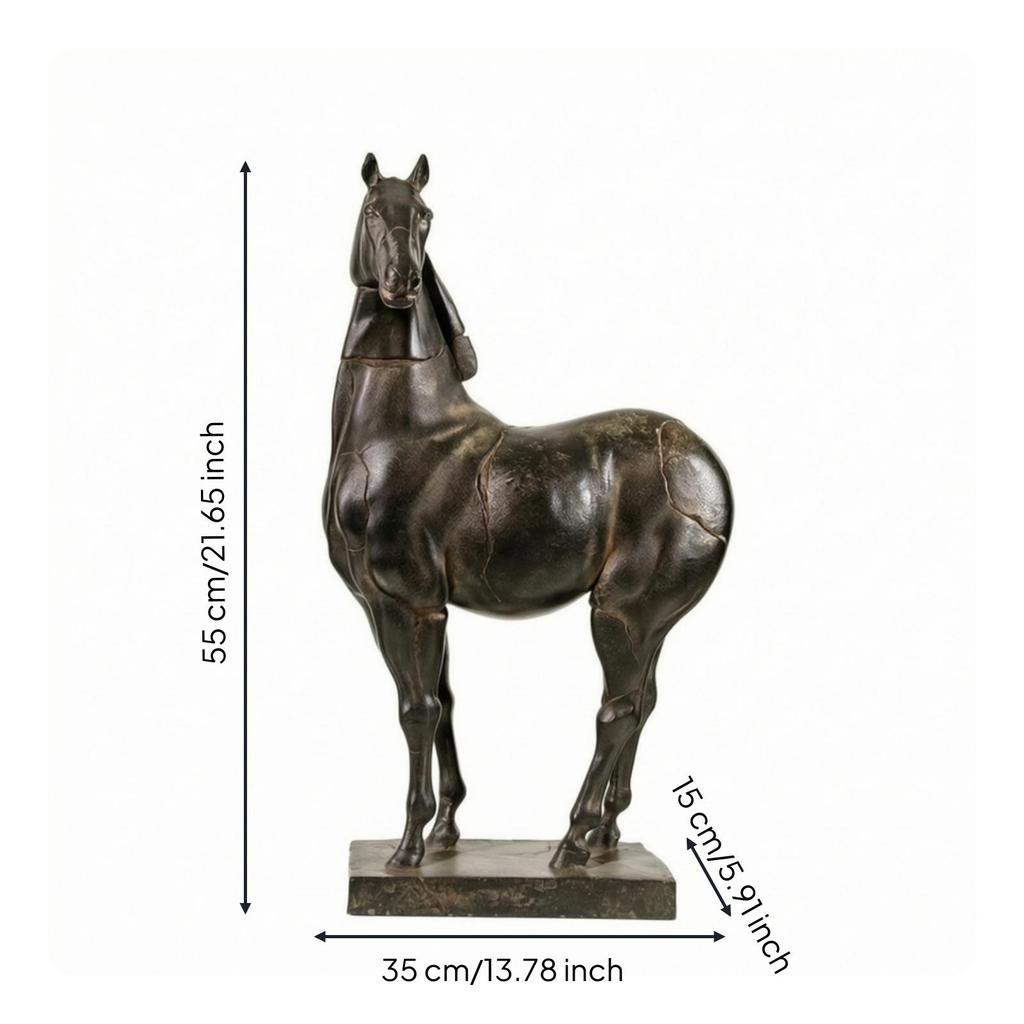 Horse Figurine with Base Tabletop Distressed for Office, Entryway