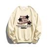 Women's Heavyweight Crewneck Sweatshirt, Petite Fit, Retro Style, Hoodless, White/Gray, Suitable for Spring, Autumn, and Winter.