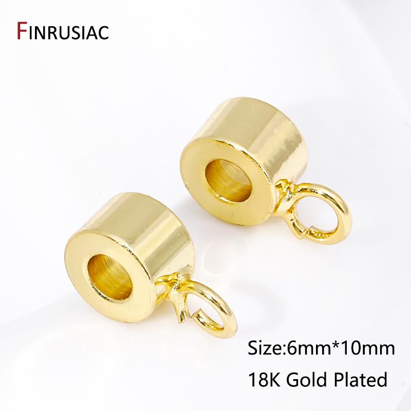 

18K Gold Plated Brass Spacer Beads Pendant Charms Connector For Tube Pendant Connector Bail DIY Jewelry Making Accessories 5 pcs