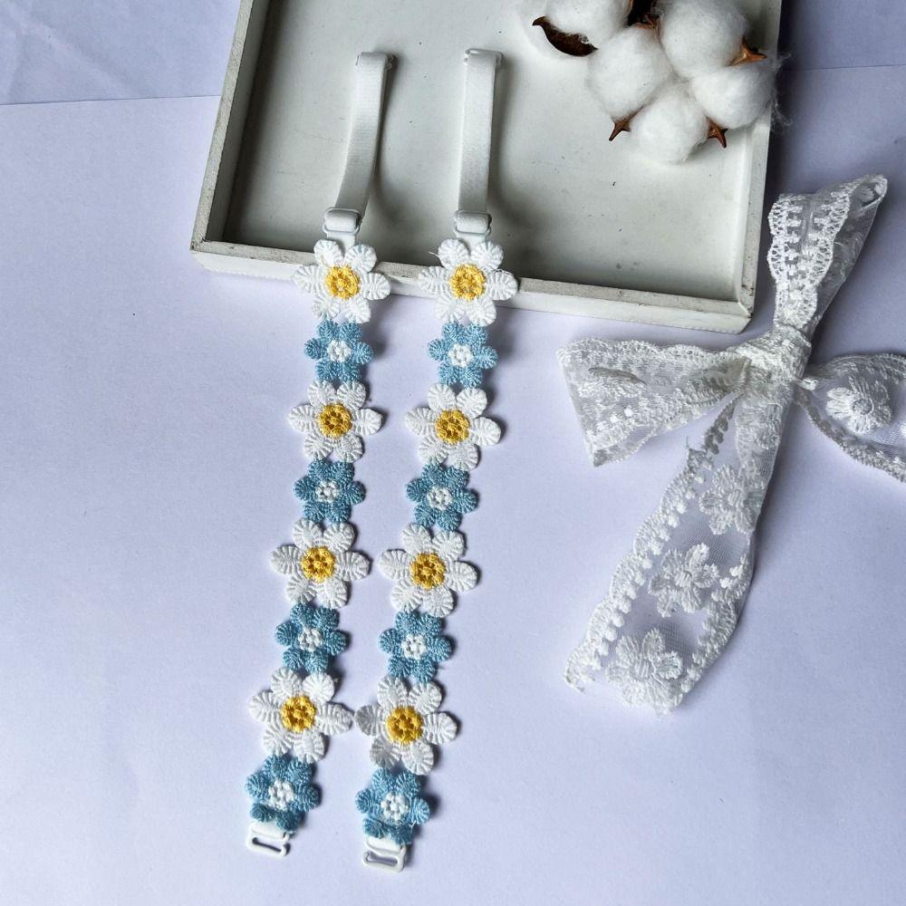 1 Pair Elastic Floral Bra Straps Anti-slip Lingerie Strap Belt Flower Shoulder Straps  for Dress