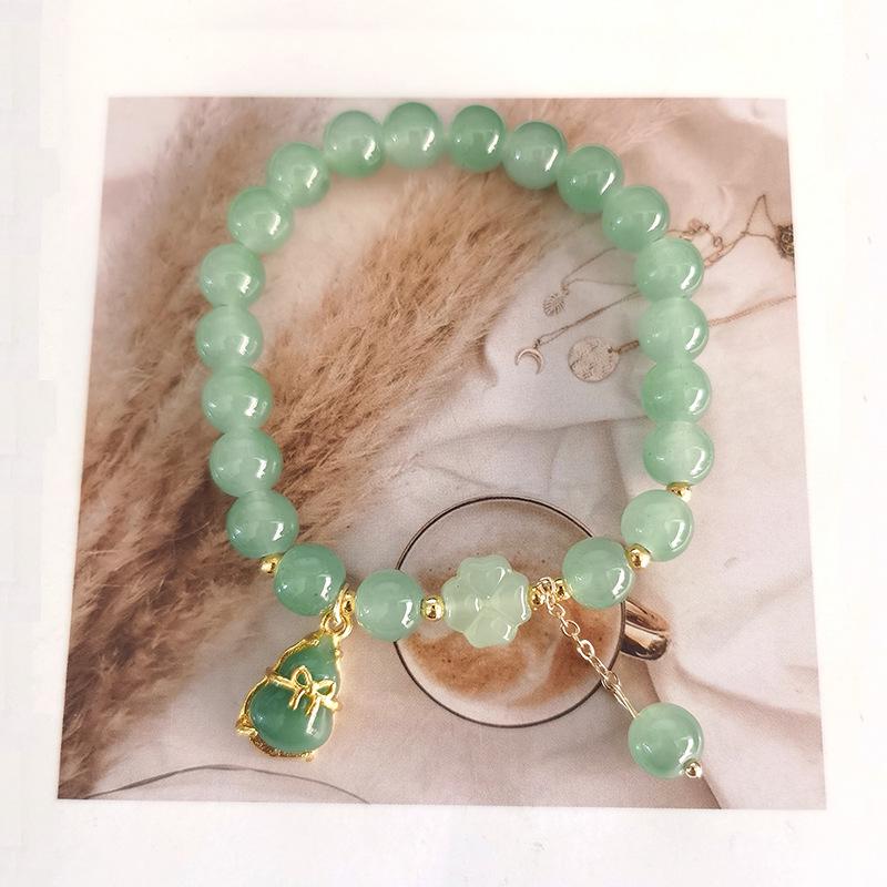 New Women's Mori Style Butterfly Glass Bracelet with Colorful Crackle Beads