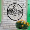 Single Piece Metal Welcome Sign Black Indoor Outdoor Wall Decor for Front Porch Living Room Home