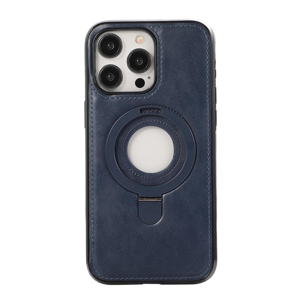 Apple 15 Pro Max Magnetic Leather Case with Wireless Charging and Stand Ring for 16 Plus.