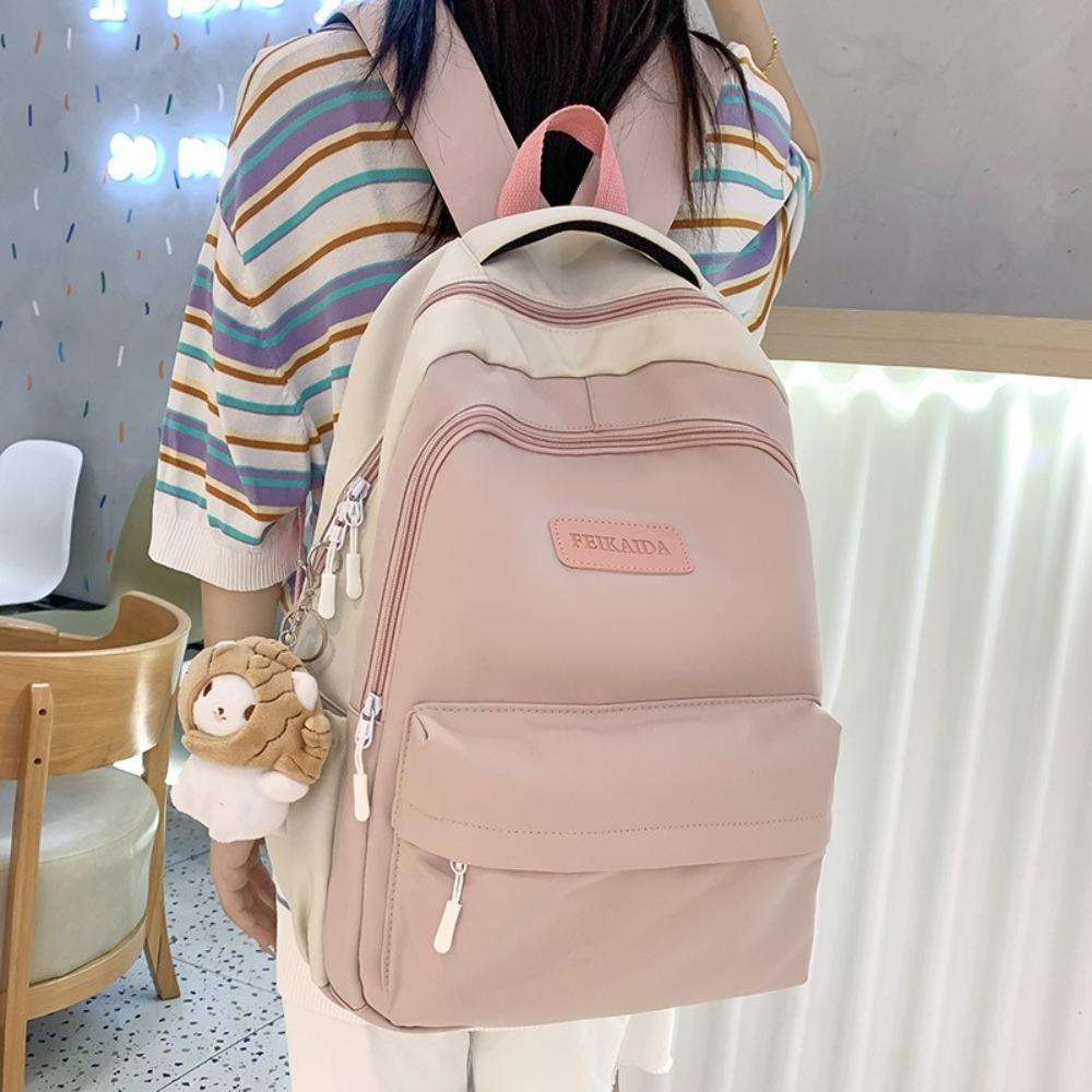 

Fashion Nylon Backpack Breathable Large Capacity School Bag Multifunction College Backpack Students розовый