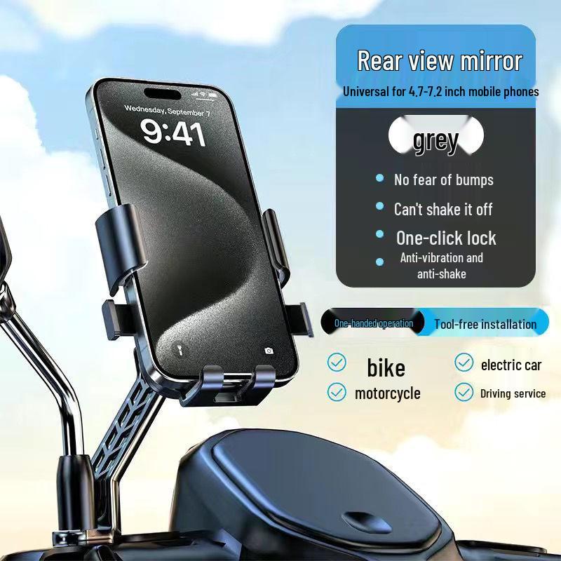 Anti-Shake Electric Scooter & Motorcycle Phone Mount for Food Delivery and Bicycle Navigation
