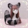 Cat Tail Plush Cat Tail and Ears Set Plush Halloween Animal Cosplay Props  Halloween Costume