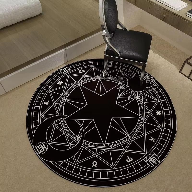 Bedroom Decor Pink Magic Star Array Carpet Living Room Balcony Non-slip Floormats Cartoon Circular Bedside Area Carpets Rugs