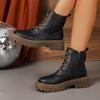 Fashion Women Boots Fashion Women Ankle Boots Comfortable Thick Sole Round Toe Lace Up Motorcycle Boots For Women