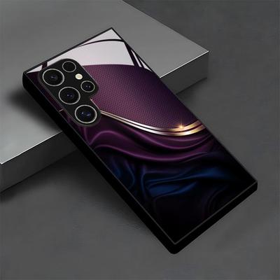 Purple Stripes  Glass Phone Case For Samsung Galaxy S26 S25 S24 S22 S23 Ultra S21 S20 Plus 5G Frosted Non-Slip Full Cover