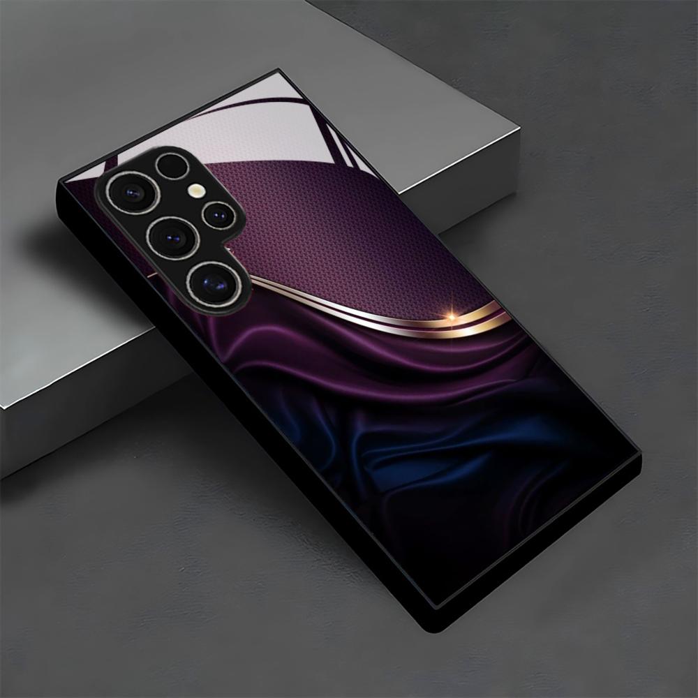 Purple Stripes Glass Phone Case For Samsung Galaxy S26 S25 S24 S22 S23 Ultra S21 S20 Plus 5G Frosted Non-Slip Full Cover