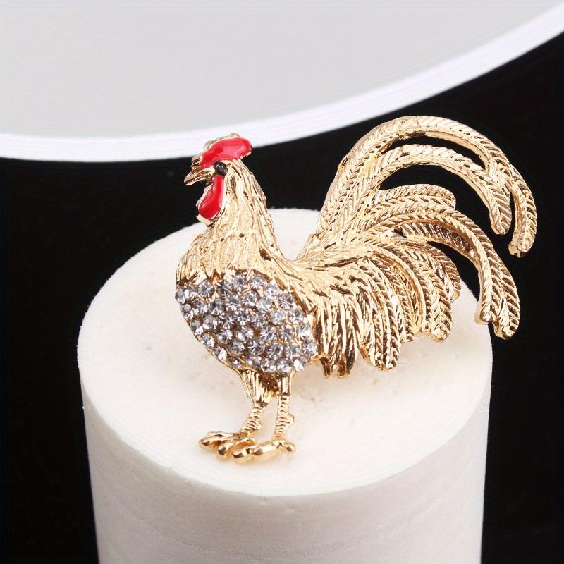 Zodiac Rooster Brooch Pin for Men and Women Chinese Zodiac Year Accessory Metal Animal Badge Lapel Pin