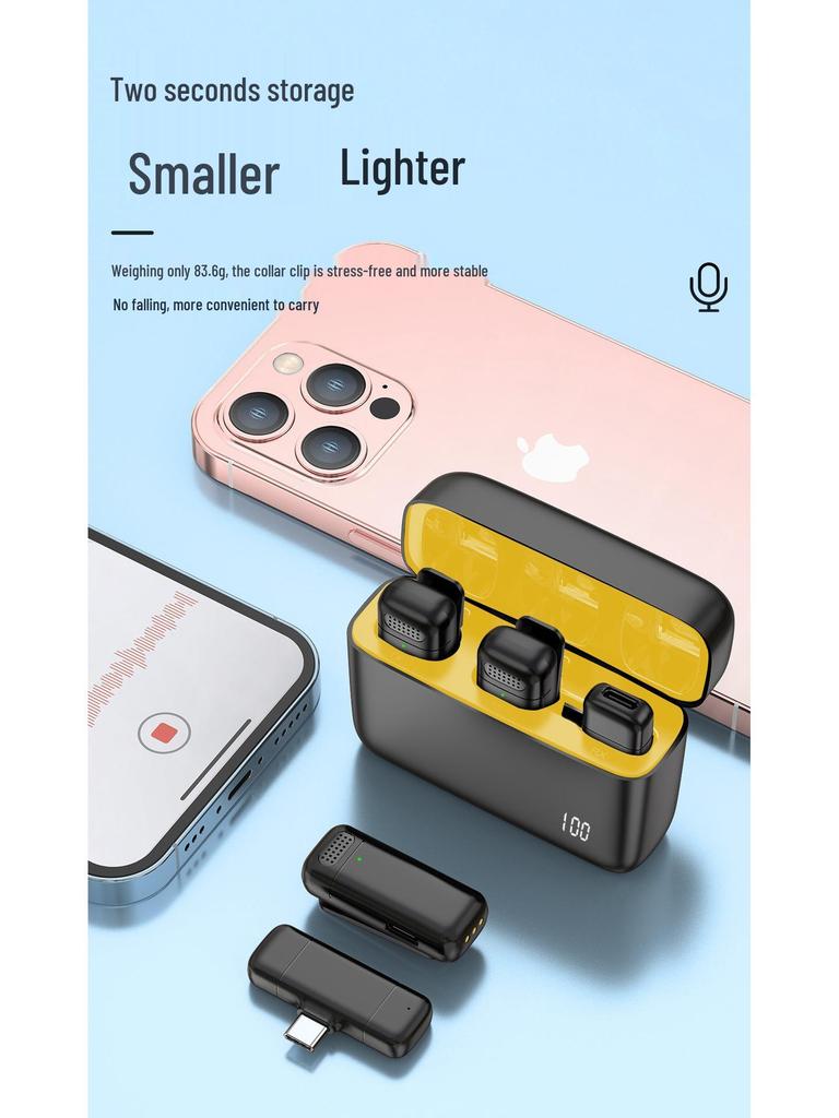 Dual Wireless Clip-On Microphone for Mobile Live Broadcasts