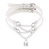 DIEZI Harajuku Bílý PU Kožený Kroužkový Choker Náhrdelník Pro Ženy Muže Vintage Gotický Hip Hope Nastavitelný Límcový Náhrdelník Šperky