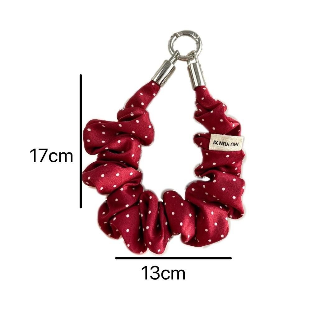 2-in-1 Scrunchie Phone Wrist Strap Polka Dot Keychain Bag Pendant Daily Carry