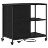 Cabinet with Charging Station Black Oak Effect 76 X 41 X 72 Cm