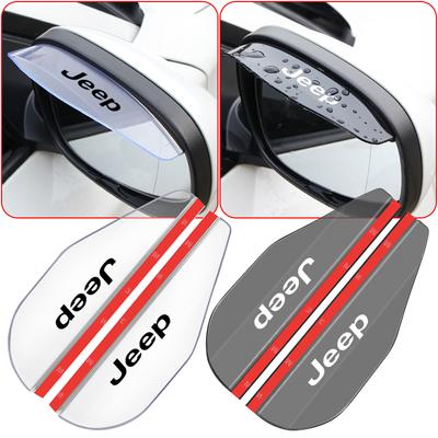 2Pcs Car Rear View Side Mirror Rain Board Eyebrow Sticker for Renegade Compass Grand Cherokee Wrangler Jk Gladiator