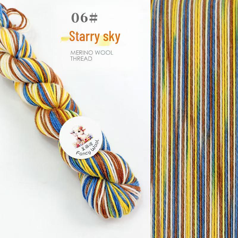 Hand-Dyed Variegated Wool Yarn: Ideal for DIY Knitting, Medium-Thickness Cotton, and Wool Blend for Hats and Scarves