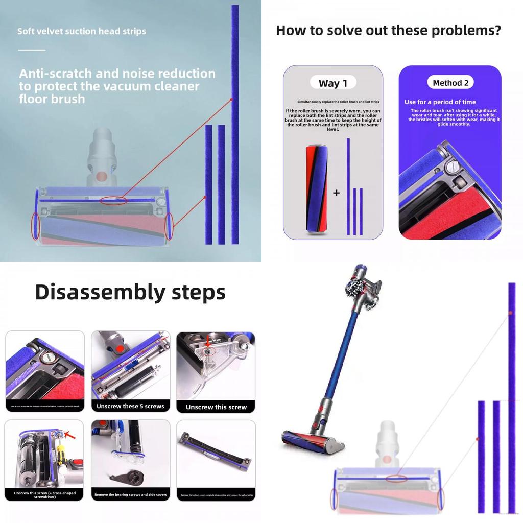 For Dyson Vacuum Cleaner V6 V7 V8 V10 V11 V12 V15 Soft Plush Tool Pack Compatible With Home Cleaning Tasks