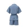 Francfranc Hyaluronic Acid-Processed Logo Embroidered Short-Sleeve Pajamas, Blue, 2025 Model, Loungewear/Relaxation Wear, Top and Bottom Set