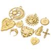2 PCs 304 Stainless Steel Charms 18K Real Gold Plated Sun Moon Cross Heart Pendants For DIY Necklace Jewelry Making Findings
