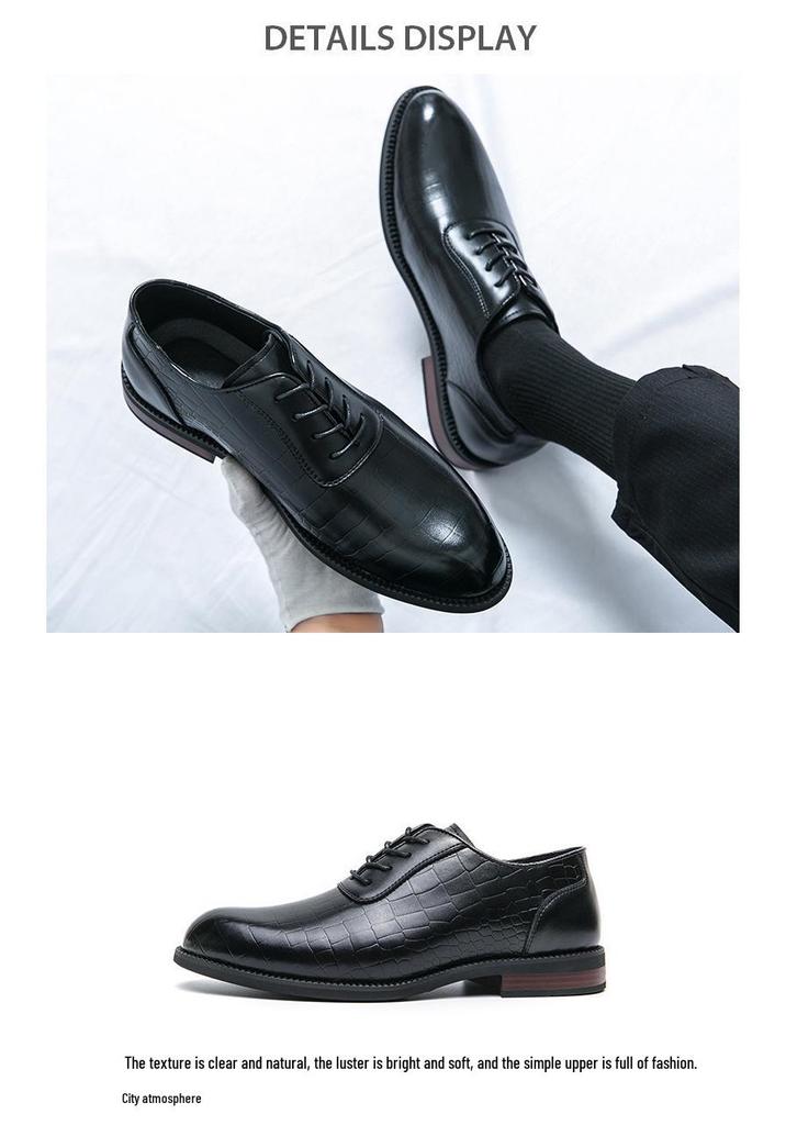 Men's Retro British Style Formal Leather Shoes – Large Size, Trendy Lace-up for Business & Banquets