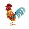Metal Cockerel Statue Outdoor Iron Sculpture Countryside Design Chicken White