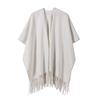 Korean-Style Solid Color Thickened Shawl Outerwear - Autumn/Winter Retro High-End Travel Outfit