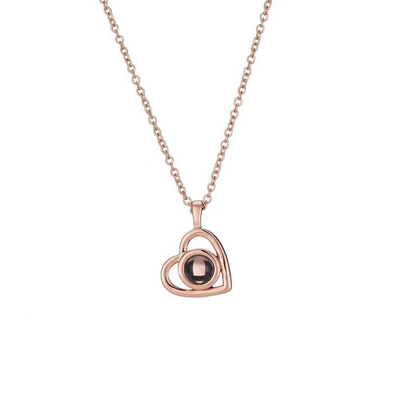 925 Sterling Silver Heart Pendant with 'I Love You' In 100 Languages and Custom Color Photo/Text Projection