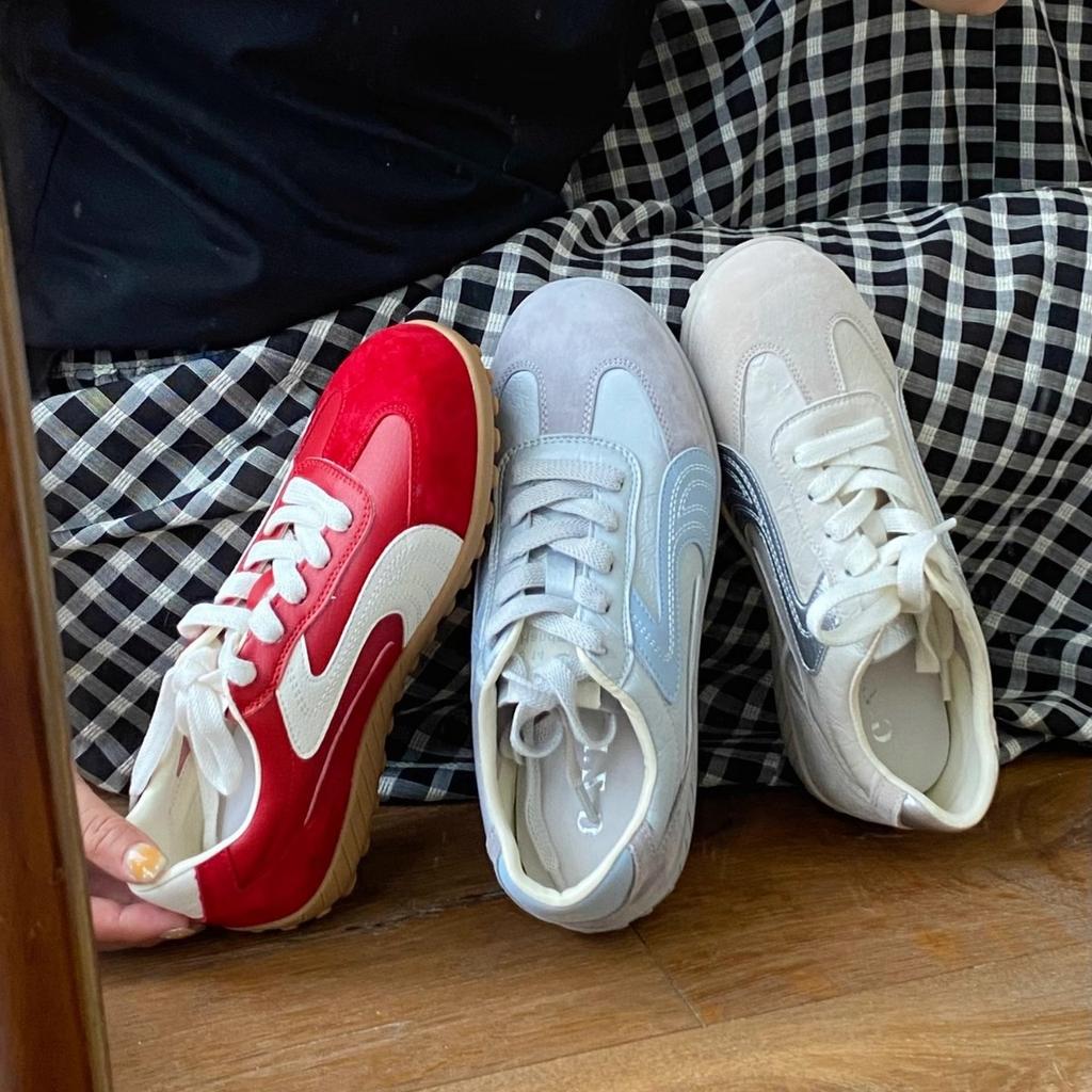 Flat-bottomed Forrest Gump shoes women's 2025 new versatile lace-up color matching fashion casual retro German training shoes