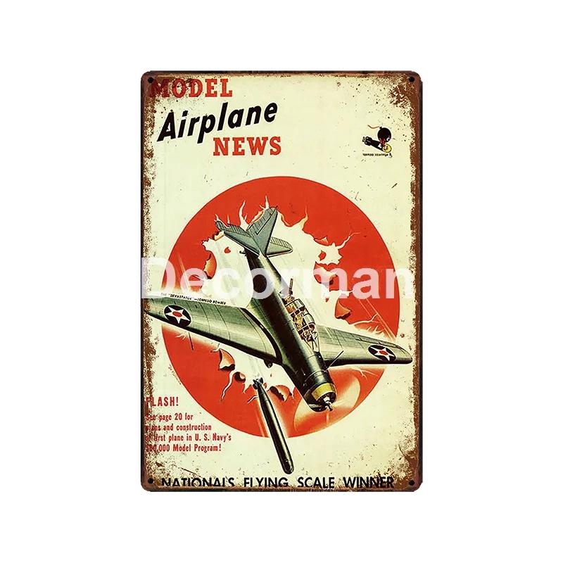 [ DecorMan ] Fighter US ARMY TroopsMetal Signs Airplane Decor LT-1988