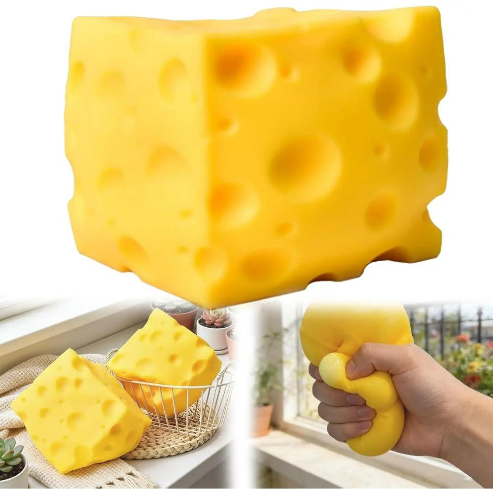 Giant Cheese Squeeze Toy: Extra Large Size Cheese Squishy Fidget Toys Slow Rebound Shapeable Venting Ball for Adults Gifts