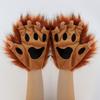 Fuzzy Cat Paw Gloves Half-Finger Cosplay Costume Accessory Halloween Winter Warm Wear