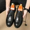 Men White Brogues Derbys Formal Business Leather Shoes Men Retro Black Tuxedo Wedding Classic Dress Shoes Over Sized