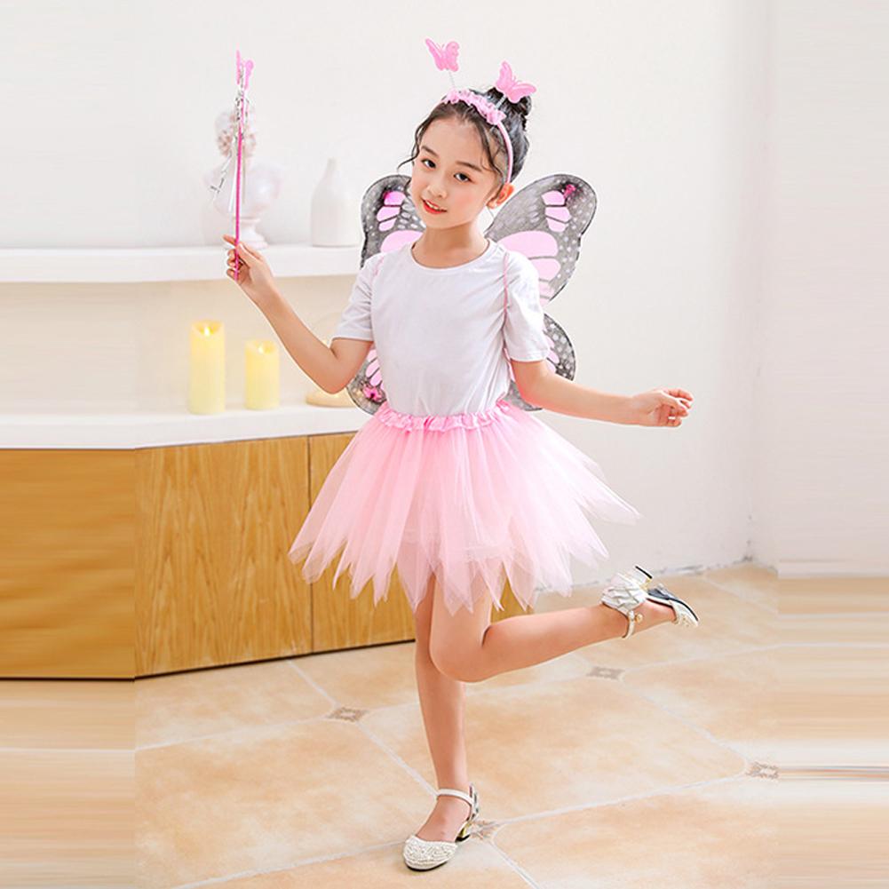 Kinder Schmetterlingsflügel Set Mädchen Schmetterlingskleid Stirnband Zauberstab Halloween Party Kostüm Kinder Fee Requisiten Weihnachten Fotografie Kleidung Requisiten