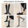 5 Pairs Women Rib Knitted Cotton Over The Calf Socks with Thick Double Stitching Classical Solid Color Knee Length Socks