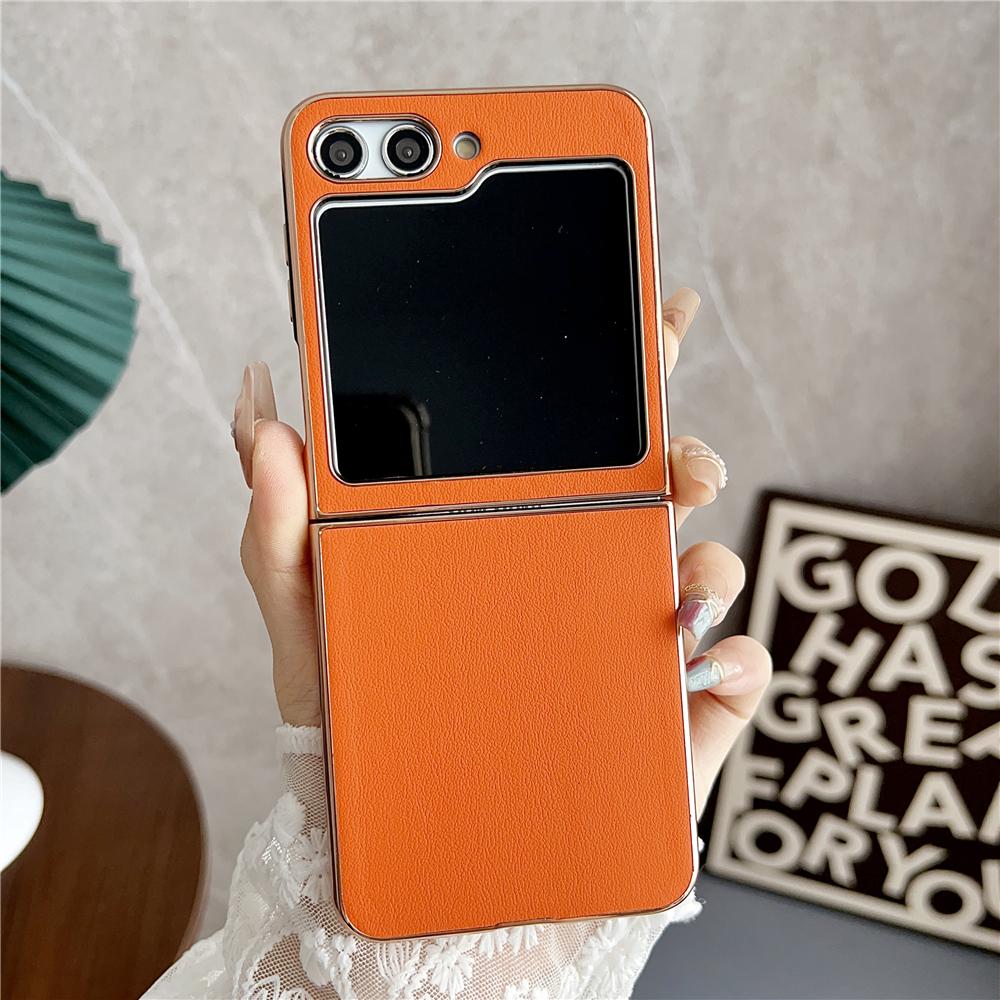 

Роскошный ультратонкий кожаный чехол для Samsung Galaxy Z Flip 5 4 3 5G с защитой рамки корпуса, противоударный чехол для телефона Samsung Galaxy Z Flip 5