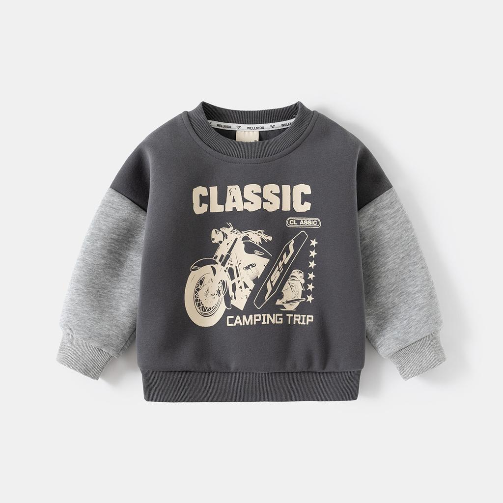 Korean Version of Children's Clothing Autumn Boys' Fake Two-piece Sweater Baby Loose Top Children's Sleeve Top