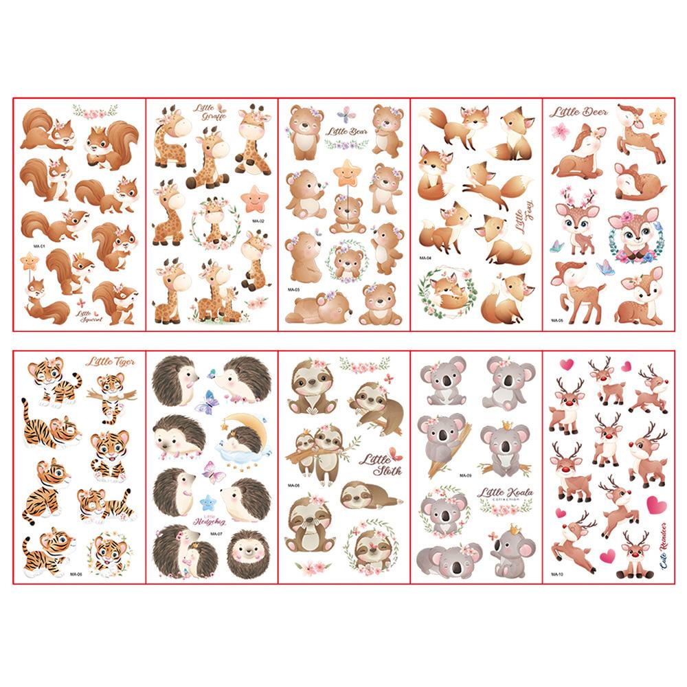 10 Sheets/Set Animal Dinosaur Space Watch Children's Tattoo Stickers Face Arm Body Waterproof Temporary Tattoo for Kids Gift