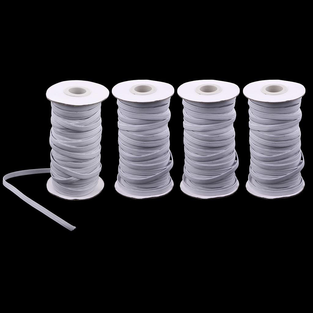 4 Rolls 23 Yard 6 Flat Elastic Cord Rope String For Sewing Cuff Hanging