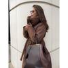 Women Long Wrap Puffer Coat Wide Collar Belted Waist Winter Warm Outerwear