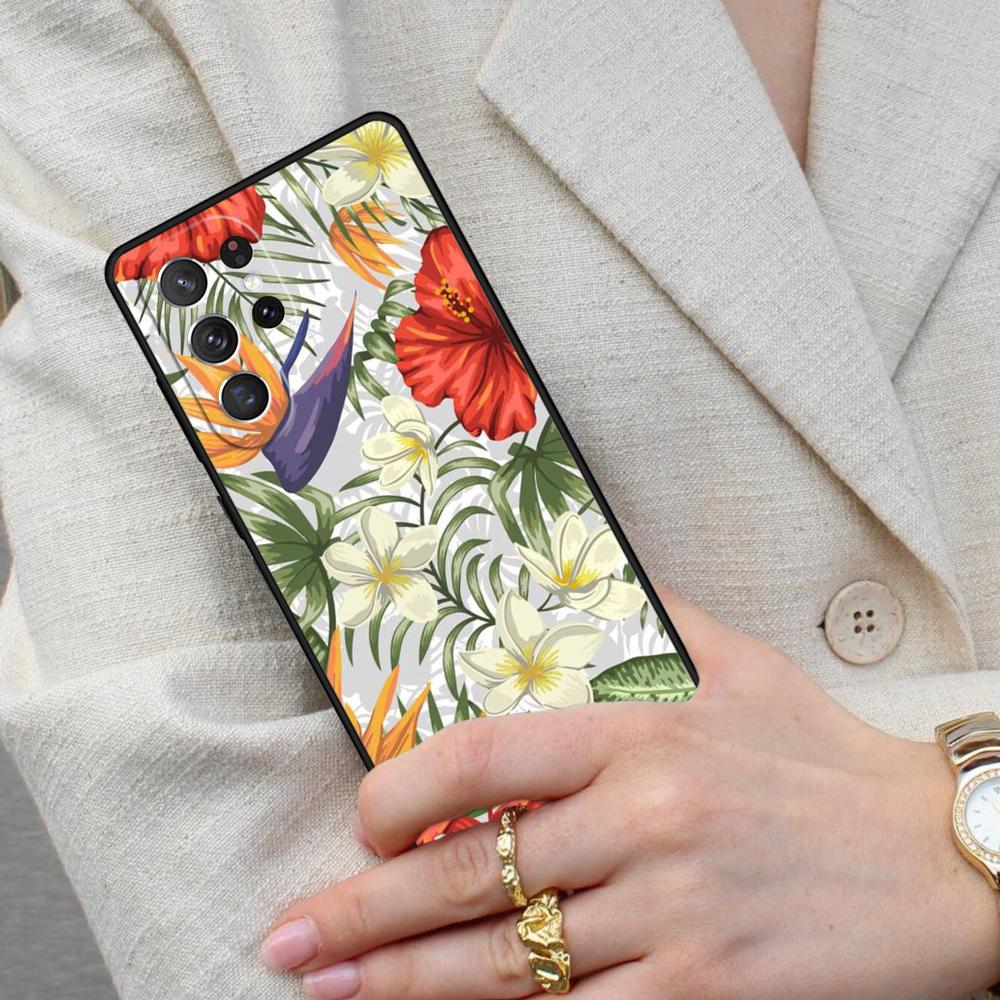 Tropical Paradise Hawaiian Flower SOFT Cell Phone Case for Samsung Galaxy S26 Ultra S25 S24 S23 S22 S21 S20 Note10 Cover