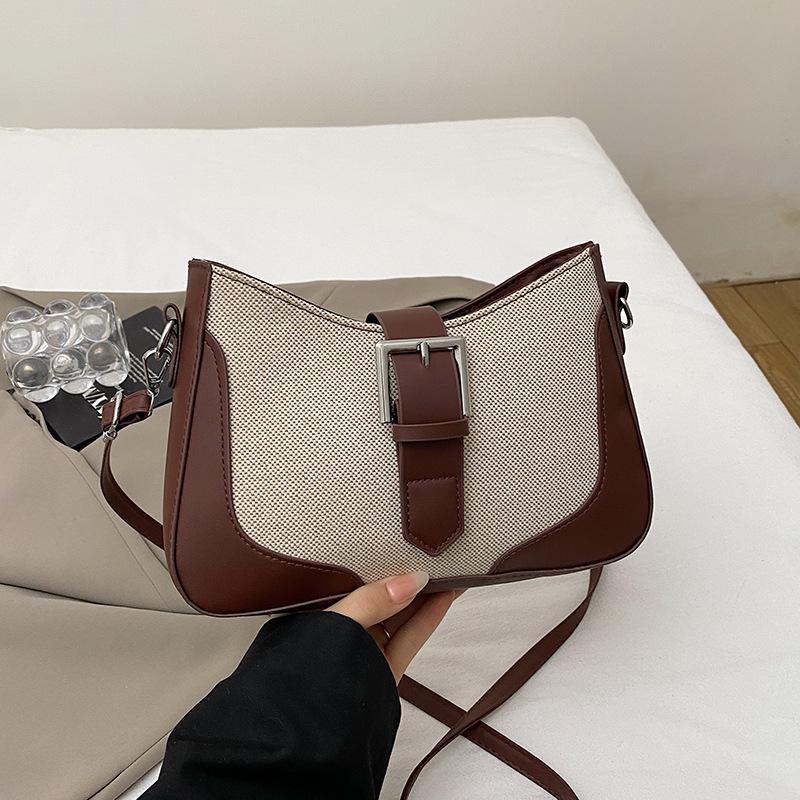

Korean version of fashion contrasting color portable small square bag women s 2025 spring new light luxury foreign style shoulder bag high sense armp коричневый