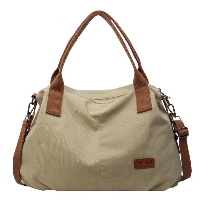 Large Capacity Retro Canvas Tote Bag: Simple, Fashionable Shoulder and Crossbody Bag for Women and Girls