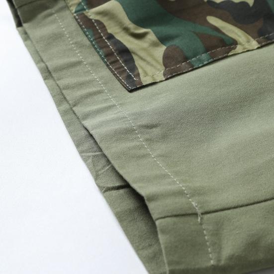 Men Cargo Shorts Mid-rise Button Zipper Fly Casual Shorts with Multi Pockets Solid Color Straight Wide Leg Summer Shorts